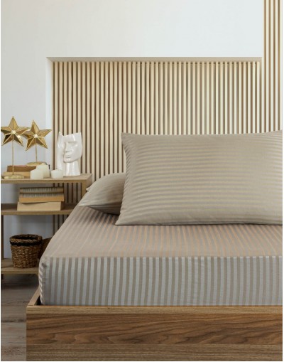 VAVEY Çizgili Pamuk Saten 1 Adet 100x200 cm Lastikli Tek Kişilik Yatak Çarşafı Ve Yastık Kılıfı 50x70