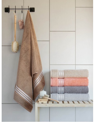 VAVEY Maria Su Emici Antibakteriyel Ekstra Yumuşak Pamuklu Banyo Havlusu 1 Adet 70x140 cm Kahverengi