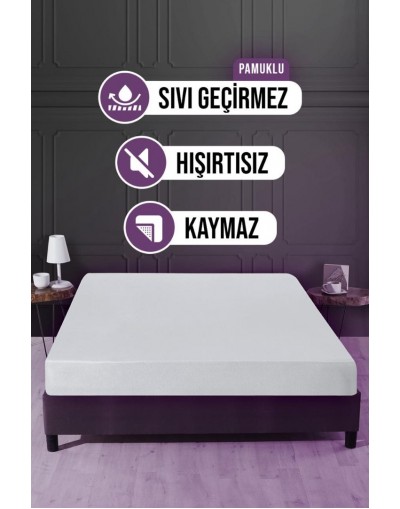 VAVEY Sıvı Geçirmez Yatak Alezi Pamuklu 100x200cm Fitted Baza+30cm