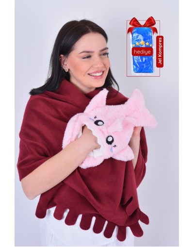 VAVEY Shark Desenli Pembe Su Torbası Kılıfı Yumuşak, Rahatlatıcı ve Isı Terapisi (Termojel Hediyeli)