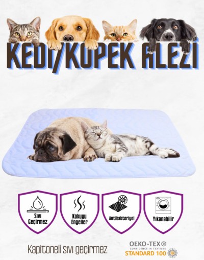 VAVEY Kapitoneli Yıkanabilir Sıvı Geçirmez Emici Köpek Kedi Çiş Alezi 60x90 cm