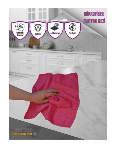 VAVEY Mikrofiber 3'lü Sim Özelikli Leke Çıkarıcı Iz Bırakmayan Mutfak Bezi 40x60 cm