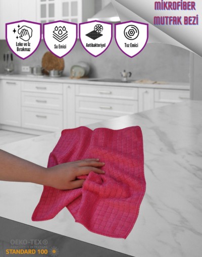 VAVEY Mikrofiber 3'lü Sim Özelikli Leke Çıkarıcı Iz Bırakmayan Mutfak Bezi 40x60 cm