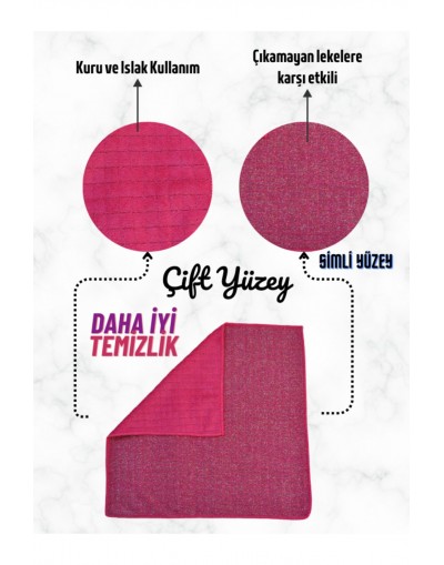 VAVEY Mikrofiber 3'lü Sim Özelikli Leke Çıkarıcı Iz Bırakmayan Mutfak Bezi 40x60 cm