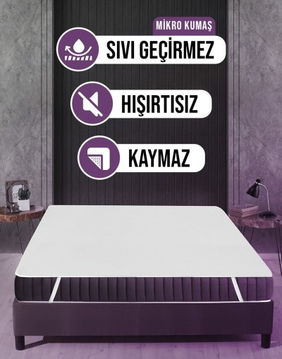 VAVEY Su Sıvı Geçirmez Su Emmez Terletmez Yatak Koruyucu Alezi Mikro 140x200cm Dört Köşe Lastikli