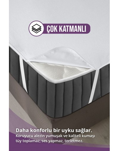 VAVEY Su Sıvı Geçirmez Su Emmez Terletmez Yatak Koruyucu Alezi Mikro 150x200 Cm Dört Köşe Lastikli
