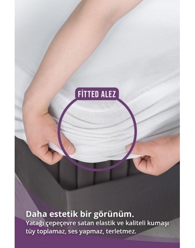 VAVEY Su Sıvı Geçirmez Su Emmez Terletmez Yatak Koruyucu Alezi Mikro 160x200cm Fitted Baza 30cm