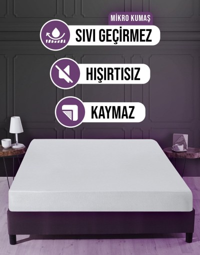 VAVEY Su Sıvı Geçirmez Su Emmez Terletmez Yatak Koruyucu Alezi Mikro 160x200cm Fitted Baza 30cm
