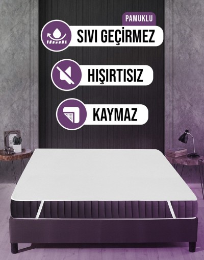 VAVEY Su Sıvı Geçirmez Su Emmez Terletmez Yatak Koruyucu Alezi Pamuklu 140x200cm Dört Köşe Lastikli