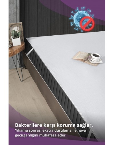 VAVEY Su Sıvı Geçirmez Su Emmez Terletmez Yatak Koruyucu Alezi Pamuklu 160x200 Cm Dört Köşe Lastikli
